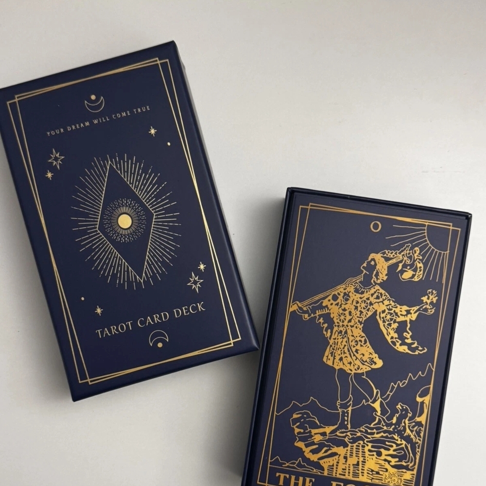Tarot Deck of Cards: 78 Navy & Gold Illustrated Cards in Box by LA MUCI DESIGN